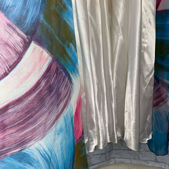 Scala strapless brush print multicolor maxi dress sz 4 - Picture 9 of 16